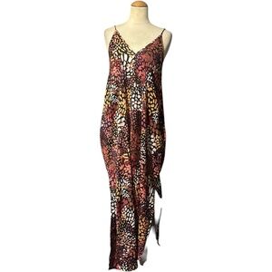Van Winkle & Co Abstract Midi Dress Black Orange Size Small